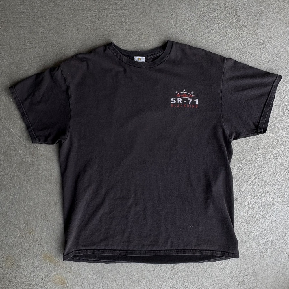 Vintage 90's  Smithsonian SR071 Blackbird Mens XL Faded Black Military Jet Tee